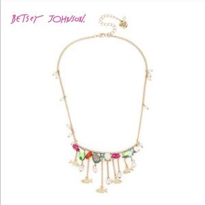 Betsey Johnson Stone & Fish Frontal Drop Necklace